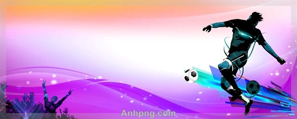 Background cầu thủ sút bóng nền tím vector