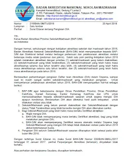 Surat Edaran Daftar Isian Akreditasi 2018