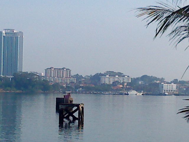 View from Woodlands Waterfront: Across are the buildings in Johore Bahru.