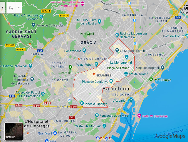Mapa do Eixample, Barcelona