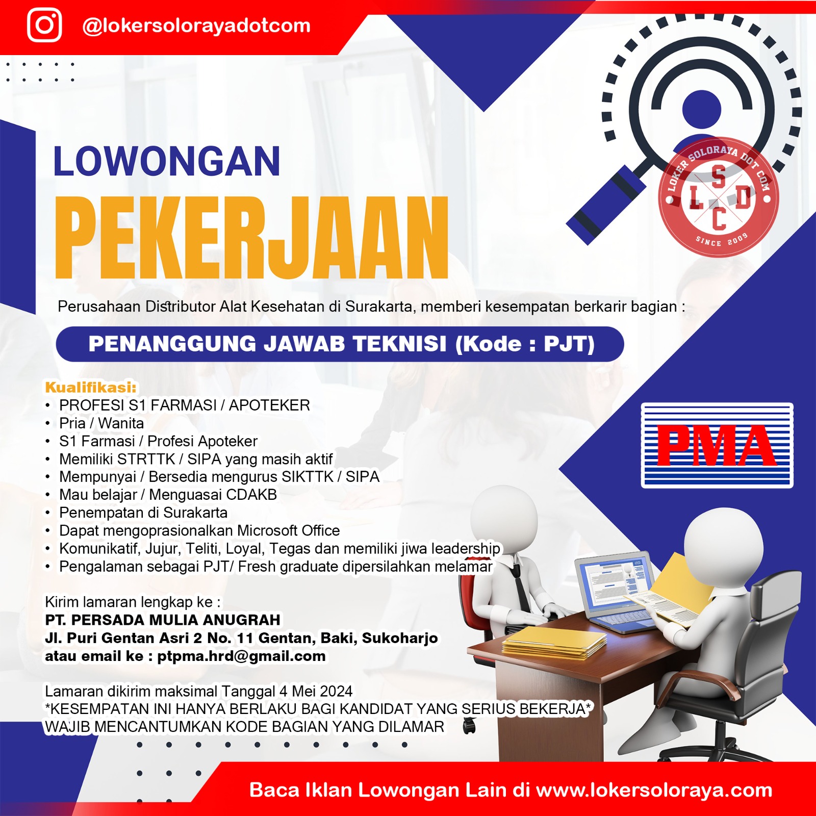 Loker PT Persada Mulia Anugrah Sukoharjo Mei 2024