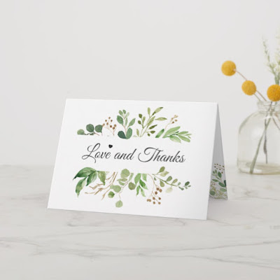  Eucalyptus Greenery Leaves Chic Love and Thanks Thank You Card