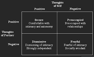 The conceptual organization that organizes the results of the Experiences in Close Relationships-Revised questionnaire