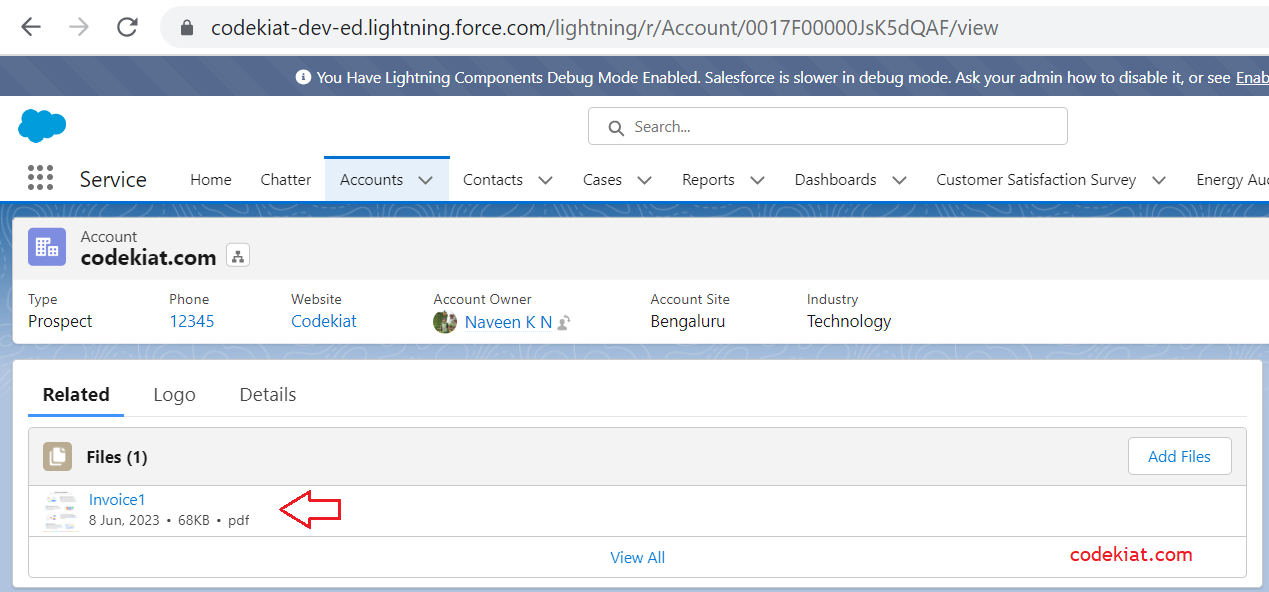 Salesforce account record