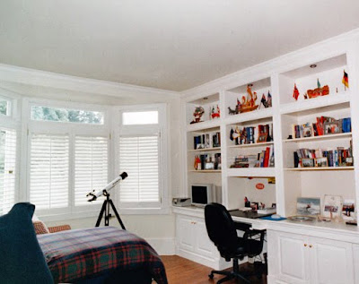 desk study, computers, and bookshelves