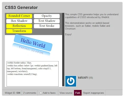 Widget Pad CSS3 Generator