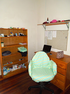 my desk area (and beautiful chair)