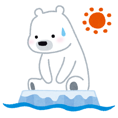 流氷に取り残されたシロクマのイラスト