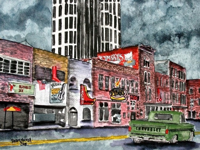 Watercolor Paintings - Art by Derek McCrea: Nashville Tennessee