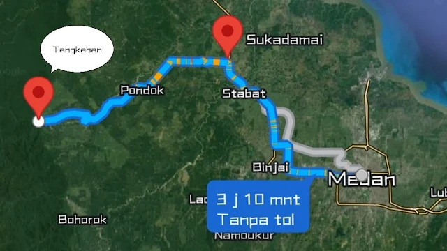 Peta Tangkahan dari Kota Medan