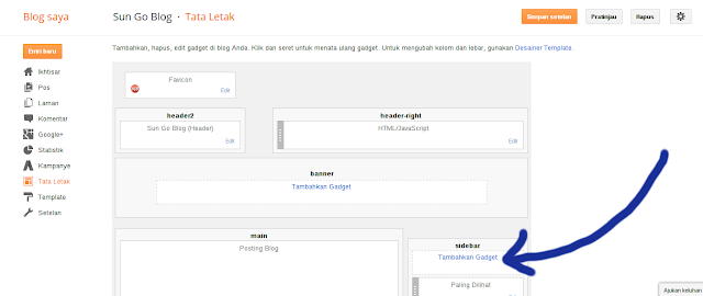 Langkah-langkah menambah widget jam di blog