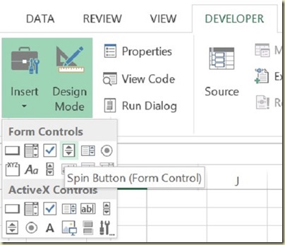 Form Controls in Excel - Select Spin Button