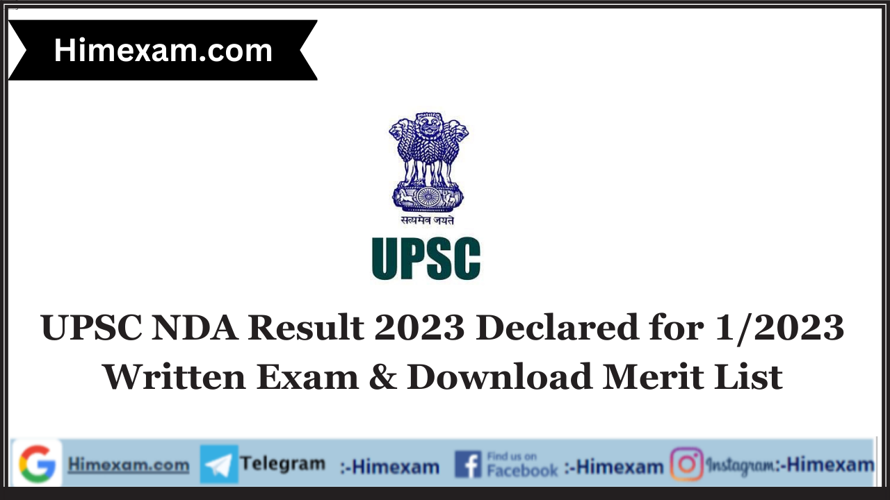 UPSC NDA Result 2023 Declared for 1/2023 Written Exam & Download Merit List