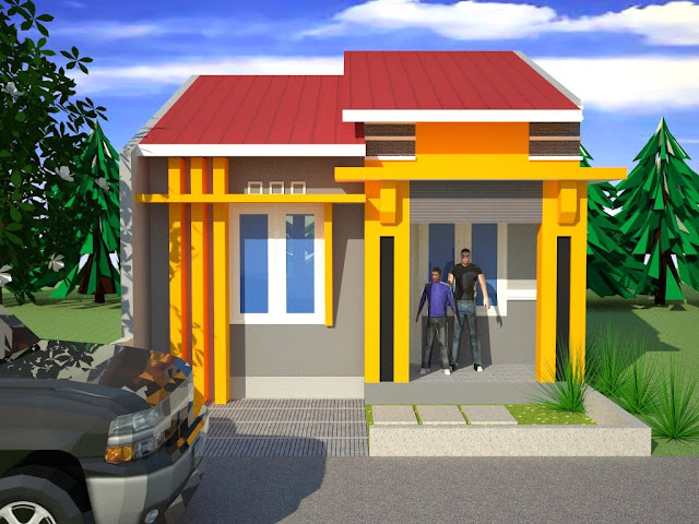 Contoh rumah minimalis warna orange