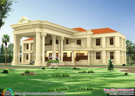 Long pillar colonial home design