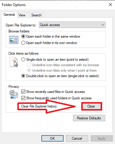 How to remove all history from quick access in windows 10