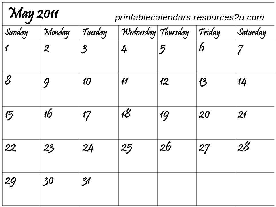 may calendars 2011. Downloadable Calendar May 2011