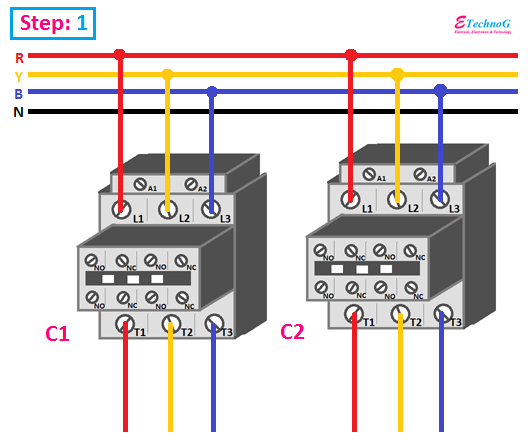 contactor interlocking circuit making procedure step 1