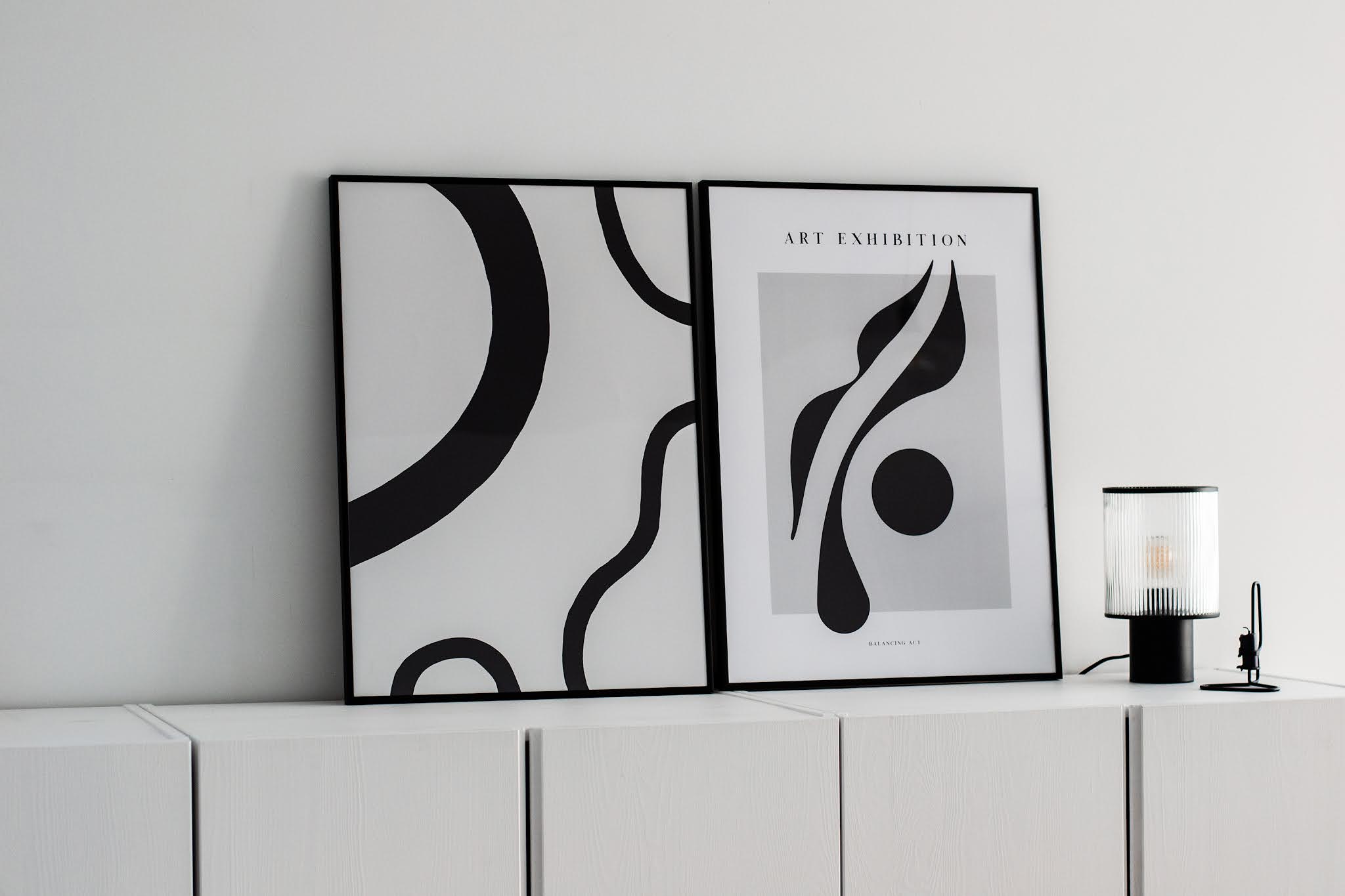 Desenio, posters, black white, minimal, zwart wit, Abstract shapes, balancing act