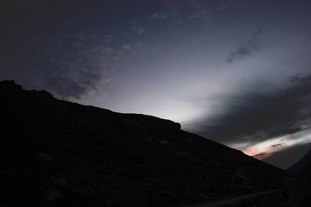 Night view of the hills in front of Trilokinath Temple, Lahaul and Spiti, Himachal Pradesh