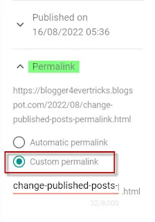 blogger custom permalink