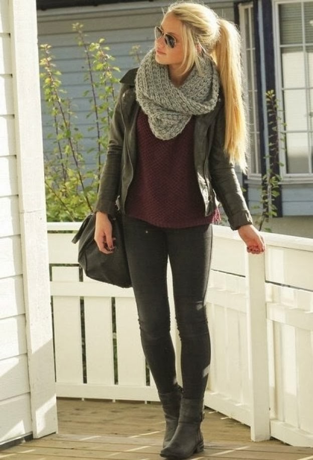 Stylish Scarf ,Jacket With Tights And Shade