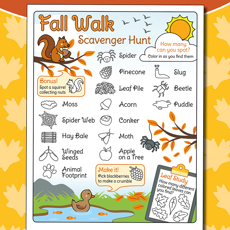 Fall scavenger hunt - autumn activities for kids