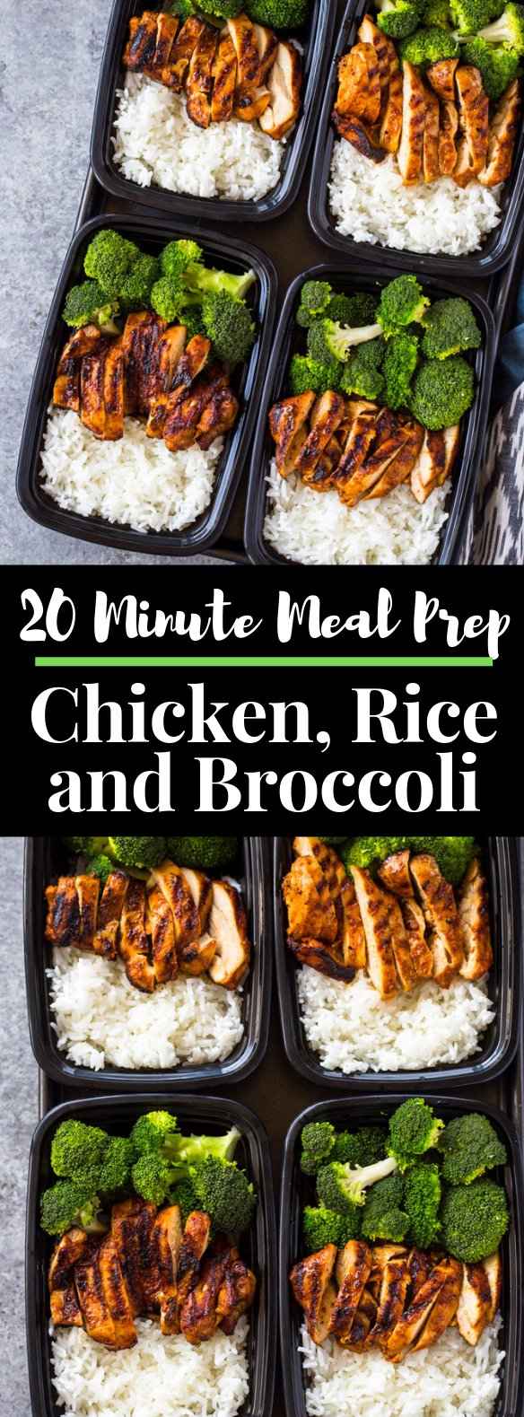 20 MINUTE MEAL-PREP CHICKEN, RICE AND BROCCOLI #healthylunch #lowcalorie