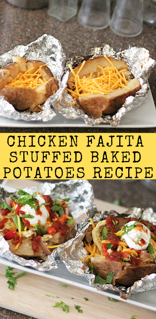 {Easy Family Meals} Chicken Fajita Stuffed Baked Potatoes Recipe