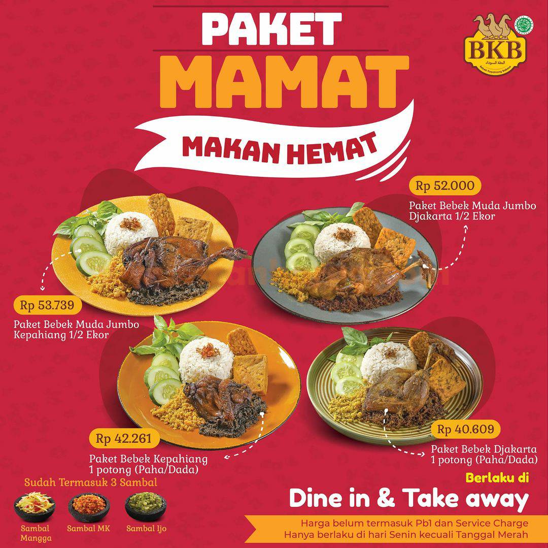 Promo BEBEK BKB PAKET MAMAT – Makan Hemat Mulai Rp. 40.609
