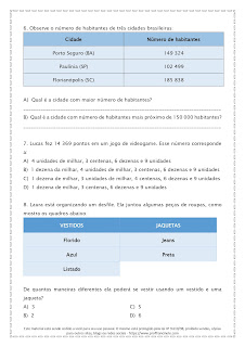 Atividades 1 de Matemática Para o 5º ano – Alinhadas à BNCC