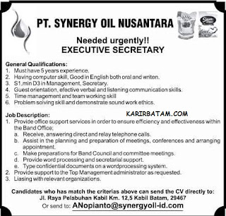 Lowongan Kerja PT. Synergy Oil Nusantara