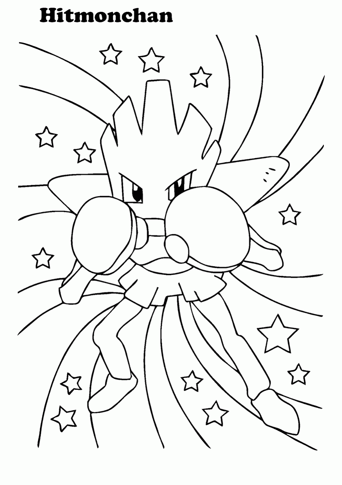 Mewarnai Gambar Pokemon Hitmonchan - Contoh Anak PAUD