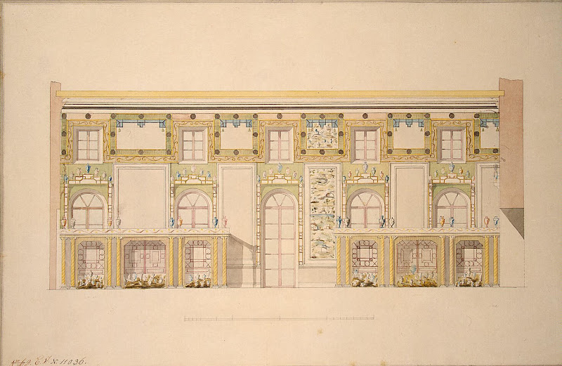 Window Elevation of the Chinese Hall in the Catherine Palace at Tsarskoye Selo by Charles Cameron - Architecture Drawings from Hermitage Museum