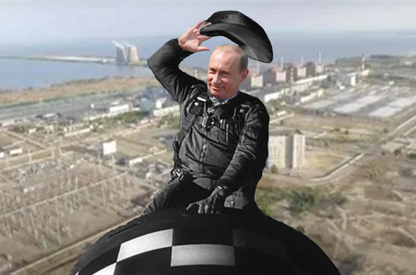 Putin riding a nuclear bomb