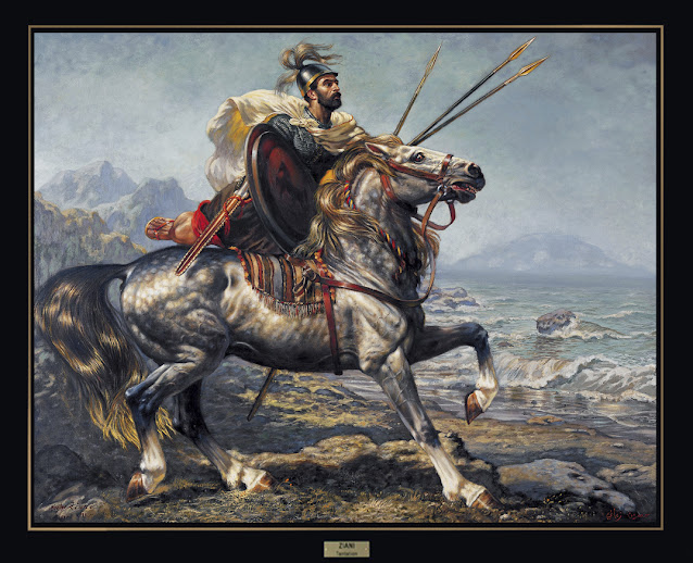 Le cavalier numide - Hocine Ziani - peinture à l'huile sur toile - 1990 - collection particulière, Alger