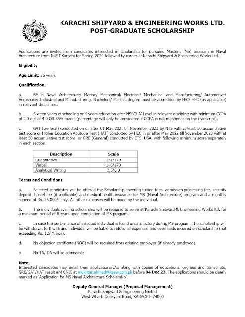 Scholarship for Pakistani students