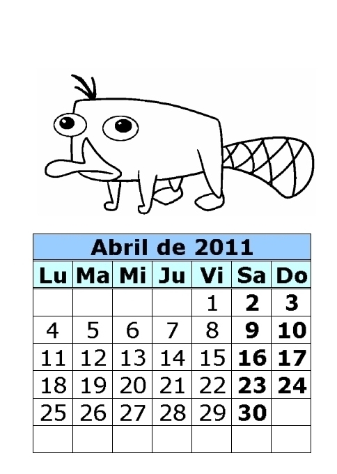 calendario 2011 abril. calendario 2011 abril.