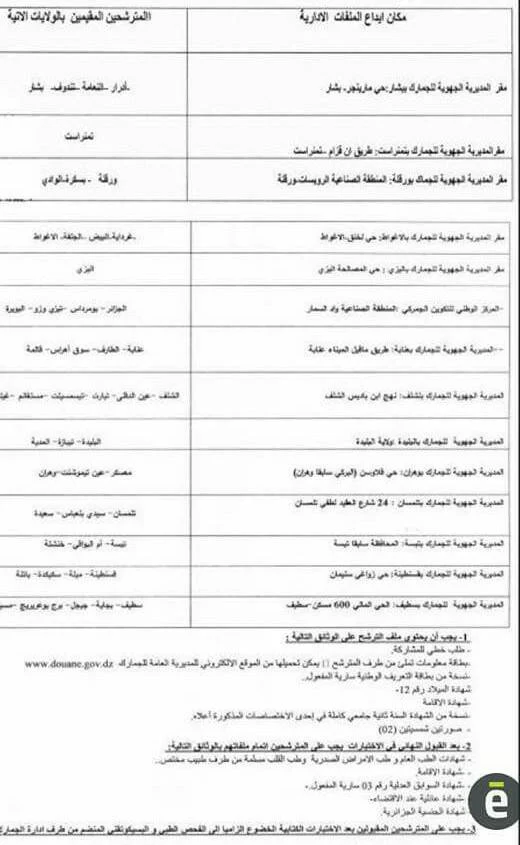 اعلان توظيف بالجمارك الجزائرية ذكور اناث ديسمبر 2017