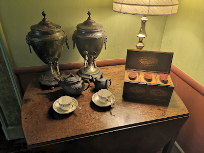 Urns and tea caddy in the dining room, A la Ronde