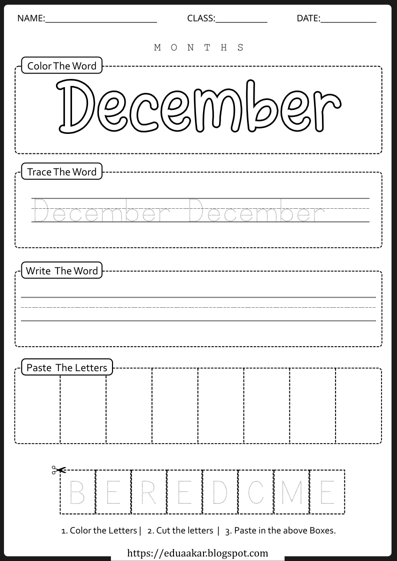 Month Worksheet - December