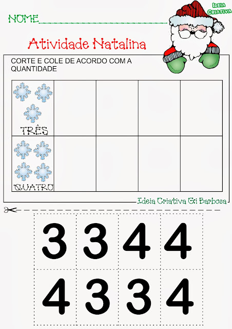 Atividades Natalinas Número e Quantidade