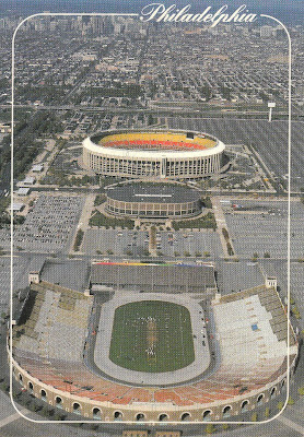 Postcard of Philadelphia Old Sports Complex: Veterans Stadium, The Spectrum, JFK Football Stadium