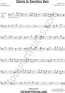 Trombón, Tuba Elicón y Bombardino Partitura de Gloria in excelsis deo Villancico Sheet Music for Trombone, Tube, Euphonium Music Scores (tuba en 8ª baja)