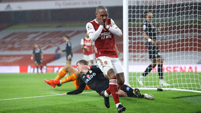 Arsenal striker Lacazette against Aston Villa