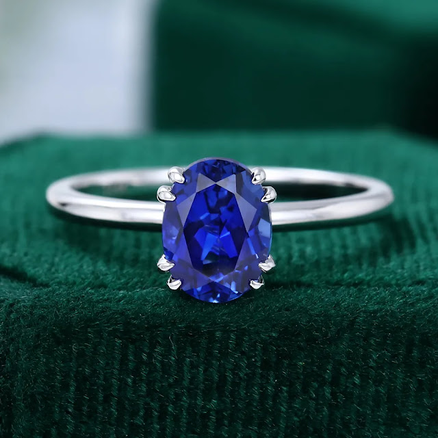 MollyJewelryUS-White-Gold-Oval-Cut-6x8mm-Lab-Sapphire-Engagement-ring