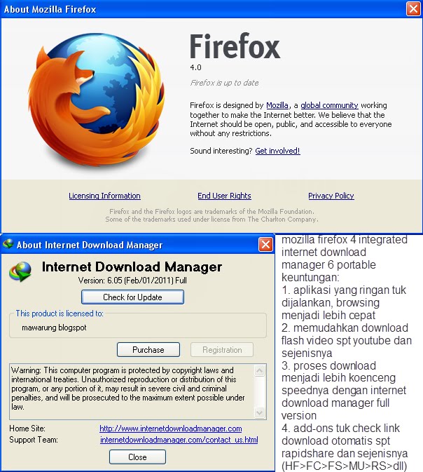 mawarung: Mozilla Firefox 4 Integrated Internet Download Manager IDM 6 Portable Full Version
