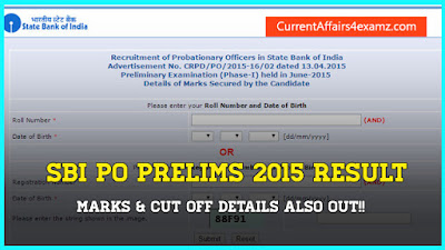 SBI PO Prelims Result 2015