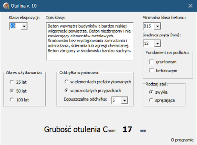 Okno programu Otulina betonowa