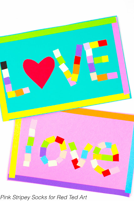 Mosaic "Love" Art Activity- Create beautiful Paper mosaics this Valentine's Day with the kids!